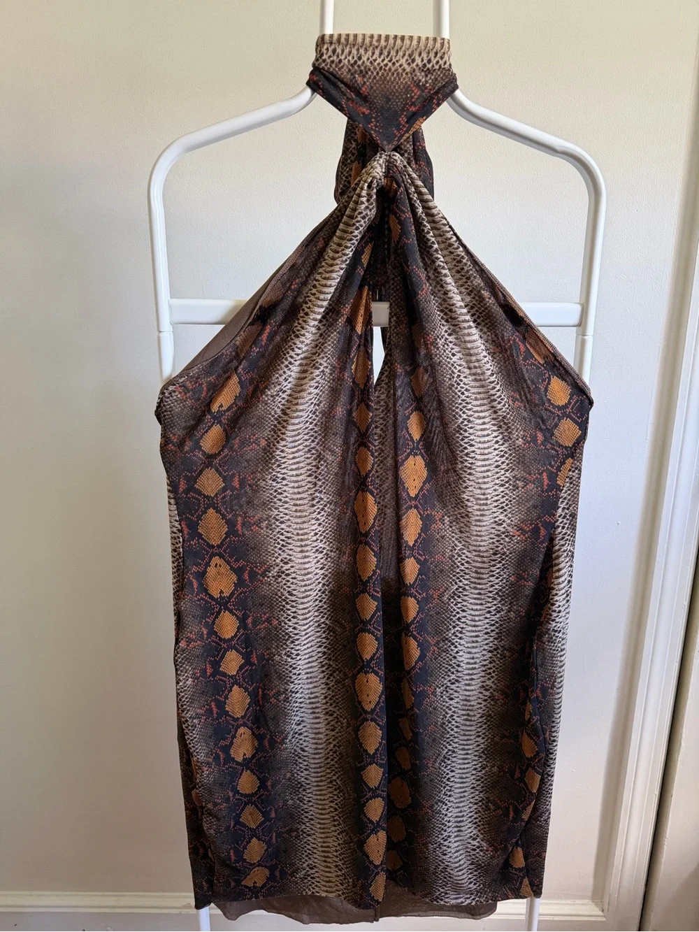 NWT SKIMS Summer Mesh Keyhole Halter Dress Desert Snake Print 3X